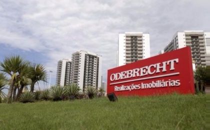 An Odebrecht sign in Rio de Janeiro.