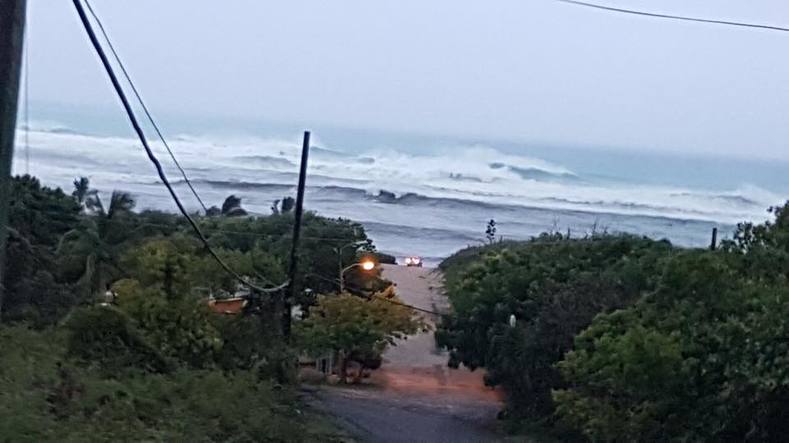 Choppy waters off Antigua as the island prepares for a direct hit from the Category 5 hurricane.