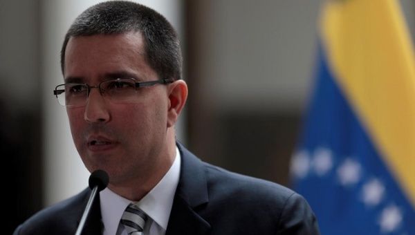 Venezuela's Foreign Affairs Minister Jorge Arreaza at a news conference in Caracas, Venezuela, August 19, 2017.