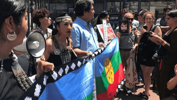 Mapuche activists marching for Santiago Maldonado, who disappeared after the police arrested him during a protest for Indigenous rights.