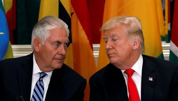 Secretary of State Rex Tillerson and U.S. President Donald Trump.