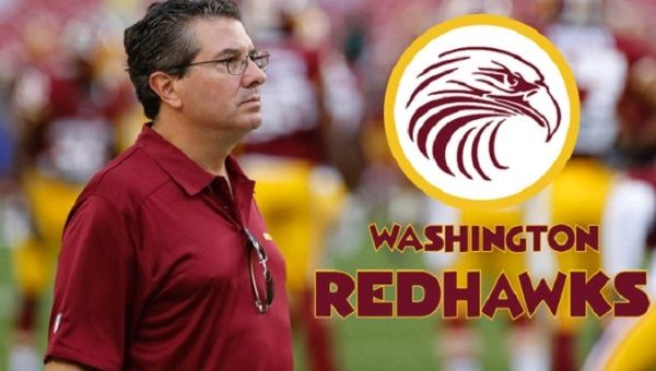 Washington Redskins Coach Dan Snyder next to a fictional 