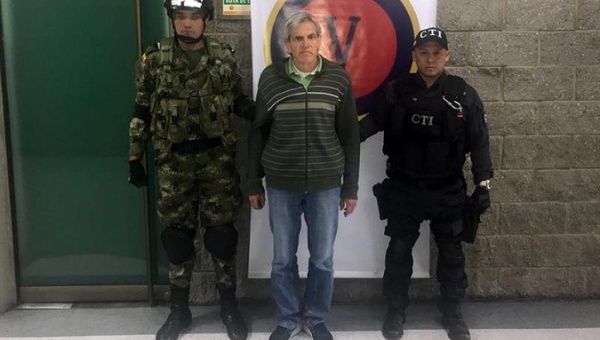 Rafael Antonio Botero Restrepo was arrested by National Army officials in Bogota on Feb. 15, 2018.
