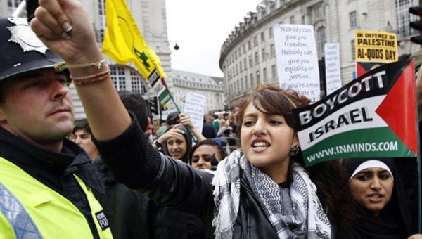 Pro-Palestinian protesters in London.