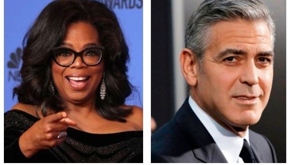 Oprah Winfrey (L) and George Clooney