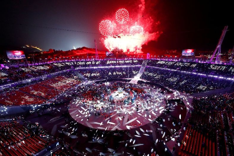 Fireworks at the closing ceremony of the Pyeongchang Winter Games in South Korea.