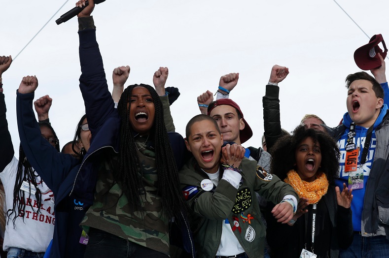 Shooting survivors from Marjory Stoneman Douglas High School in Parkland, Florida led the demonstration.