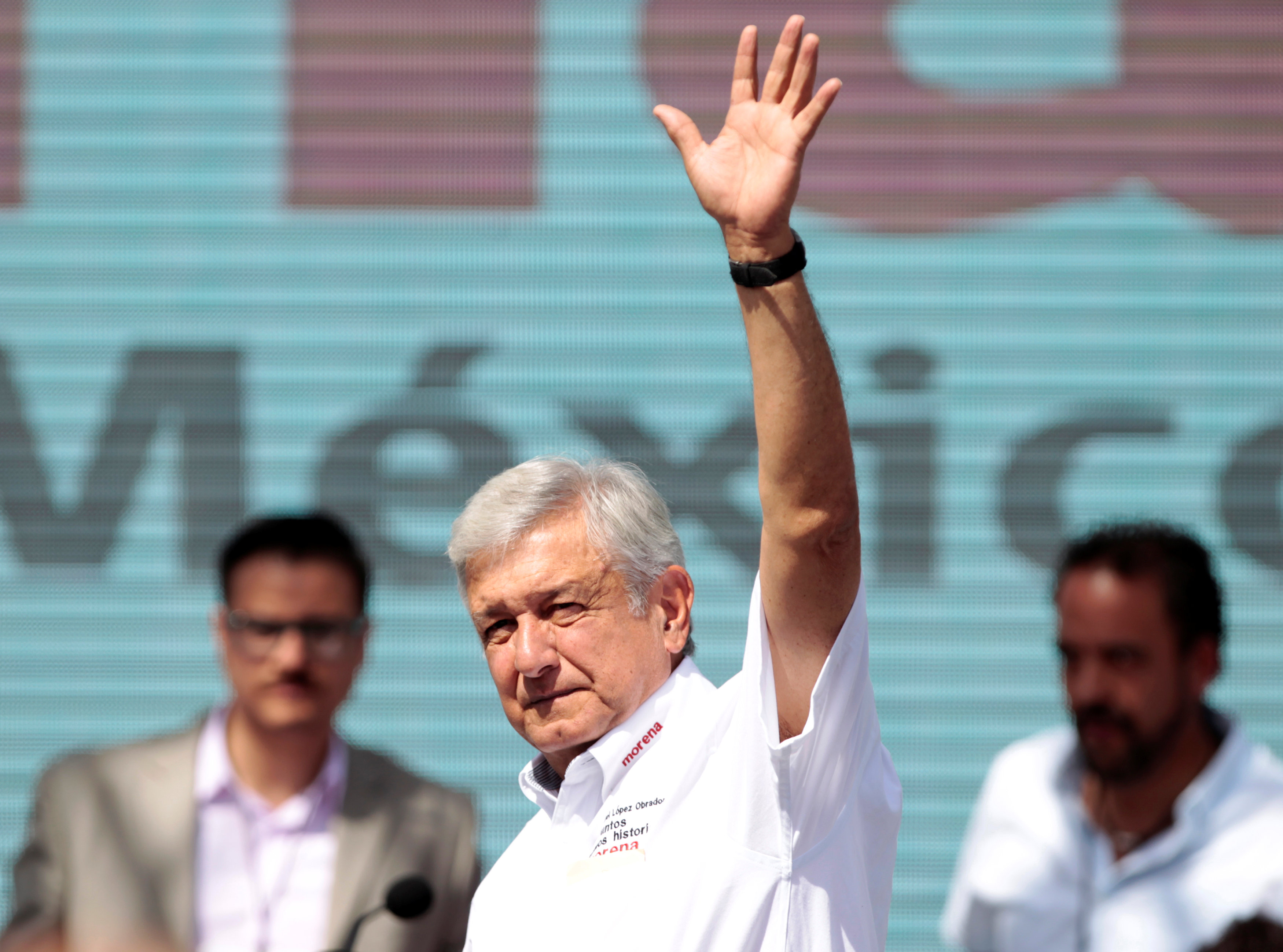 Leftist front-runner Andres Manuel Lopez Obrador of the National Regeneration Movement (MORENA).
