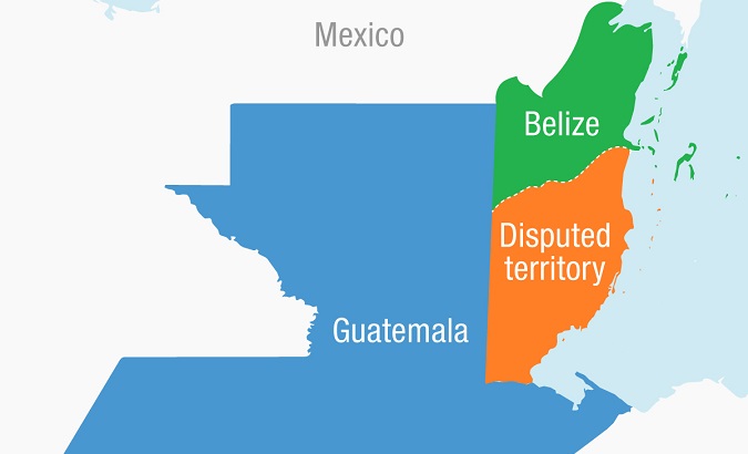 A map shows the disputed territory between the two Central American nations.