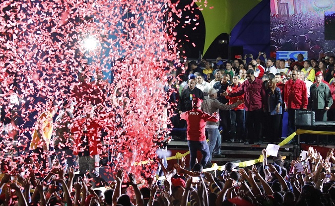 Maduro's Supporters Celebrate Victory in Caracas