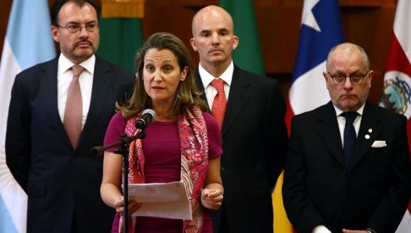 Canadian Foreign Minister Chrystia Freeland during a meeting of the Lima Group, formed last year to put pressure on Venezuela, in Mexico City, Mexico in May 2018.