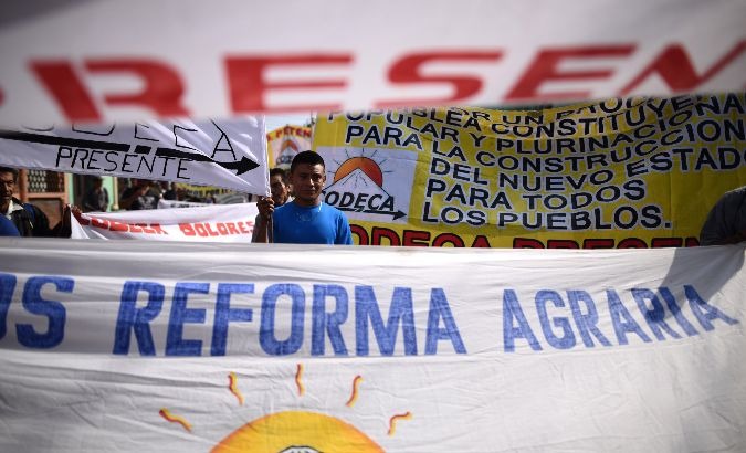 Guatemala's Committee of Peasant Development demand agrarian reform during a protest.