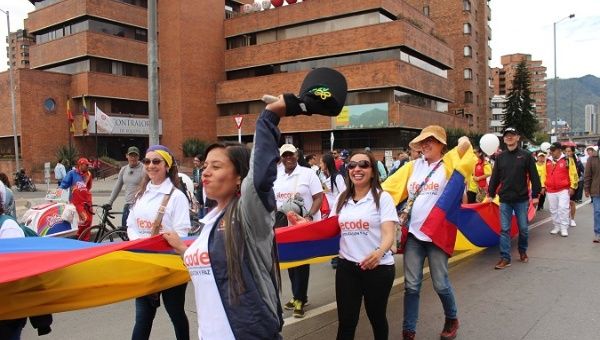 Teachers' march in Bogota. 