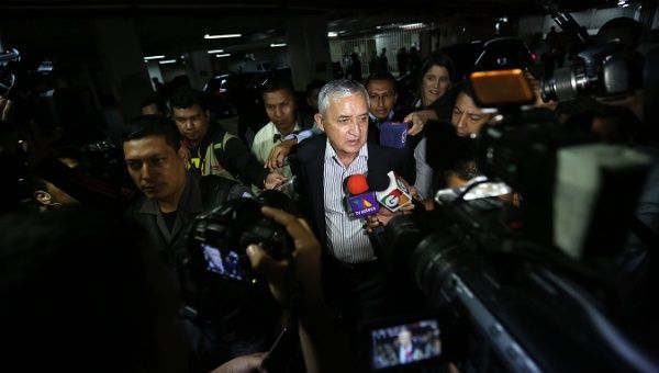Guatemala's former President Otto Perez Molina addresses the media during a hearing in Guatemala City, July 21, 2016.