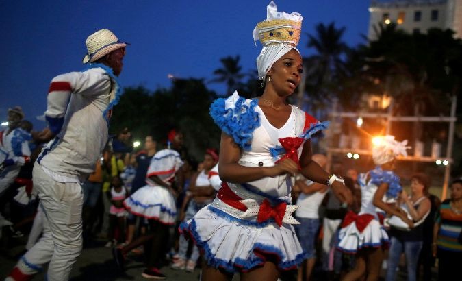 A Cuban carnival group performs in Havana.