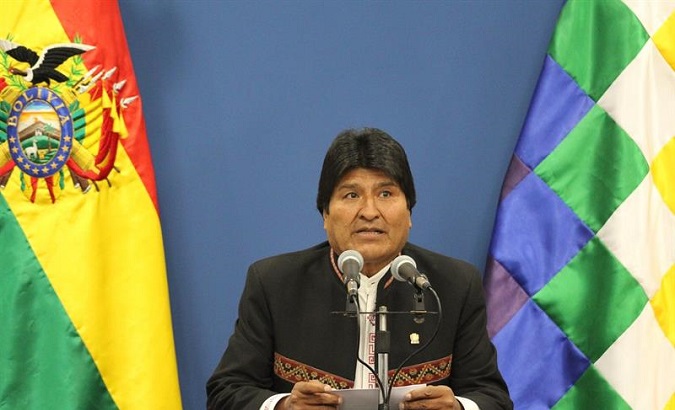 President Evo Morales announces countersuit at ICJ during a press conference Friday.