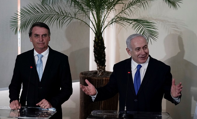 Israeli Prime Minister Benjamin Netanyahu speaks next to Brazil's President-elect Jair Bolsonaro after a lunch in Rio de Janeiro, Brazil December 28, 2018.