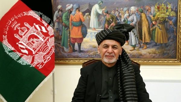 Afghan President Ashraf Ghani speaks during a live broadcast at the presidential palace in Kabul, Afghanistan January 28, 2019.