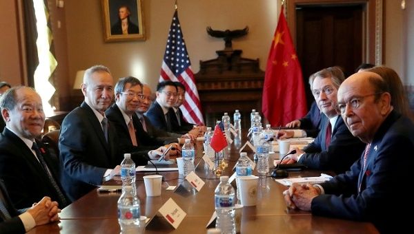 U.S. trade representatives and White House Advisers meet with Chinese Vice Premier and his delegation in Washington. 