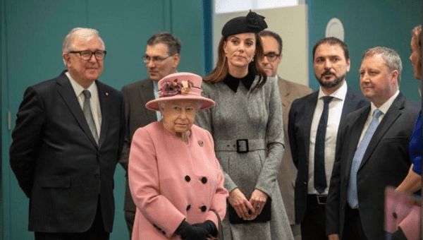 Britain's Queen Elizabeth and Catherine, Duchess of Cambridge visit open Bush House at King's College London, in London, Britain March 19, 2019. 