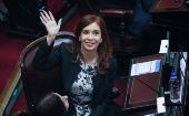 Cristina Fernandez-Kirchner attends a Senate