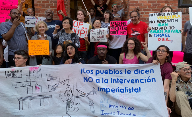 The CODEPINK coalition outside the Venezuelan embassy located in Washington, D.C. May 10, 2019