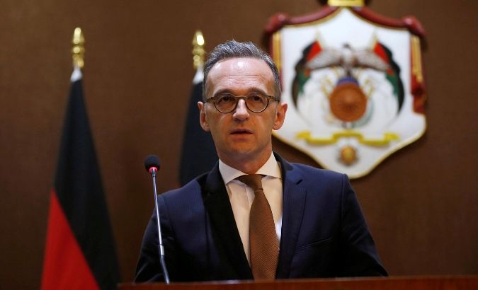 German Foreign Minister Heiko Maas speaks to the media in Amman, Jordan after meeting Foreign Minister Ayman Safadi, June 9, 2019.