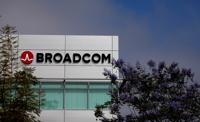 Broadcom logo is pictured on an office building in Rancho Bernardo, California May 12, 2016.