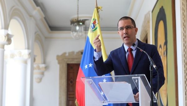 Foreign Minister Jorge Arreaza at La Casa Amarilla in Caracas, Venezuela, January 12, 2019.