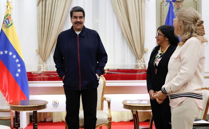 Venezuela's President Nicolas Maduro, Venezuela's First Lady Cilia Flores and Venezuela's Vice President Delcy Rodriguez