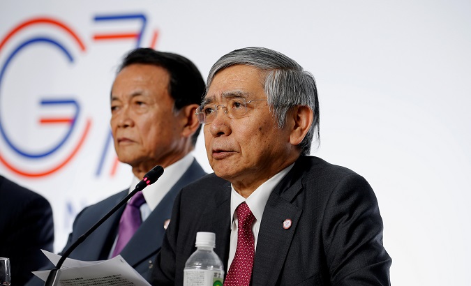 Japanese Finance Minister Taro Aso at the G7 meeting in Chantilly, France, July 18, 2019.