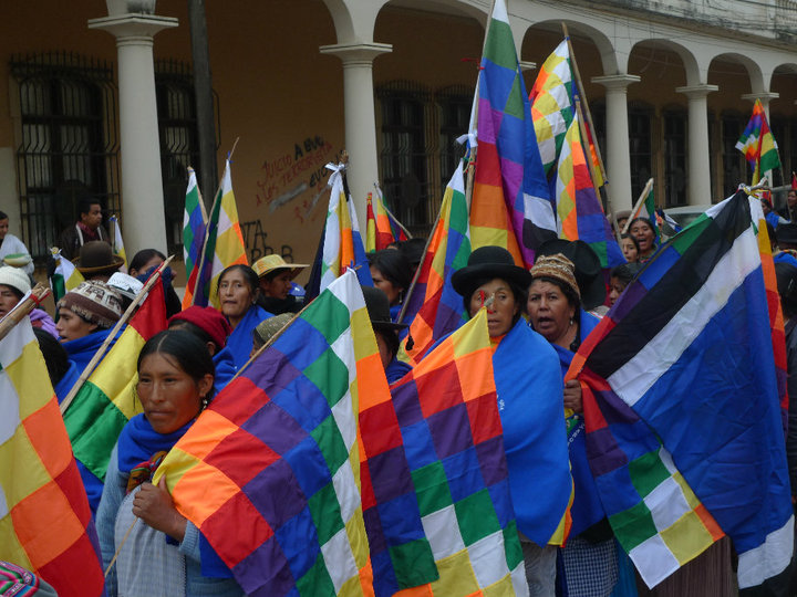 The 'Bartolina Sisa' Indigenous women's union, which has endorsed Evo Morales for the upcoming elections.