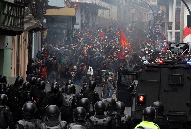 Protests against the austerity measures started Thursday after Moreno's government ended four-decade-old fuel subsidies.