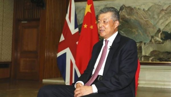 Chinese Ambassador to Britain Liu Xiaoming speaks in an interview with Xinhua in London, Britain, Sept. 11, 2019. 