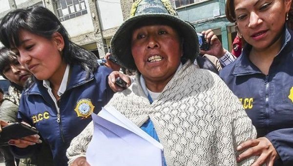 Felipa Huanca at the time of her arrest, Bolivia, Feb. 27, 2020