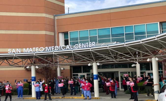 Nurses protesting at San Mateo Medical Center, California, April 21