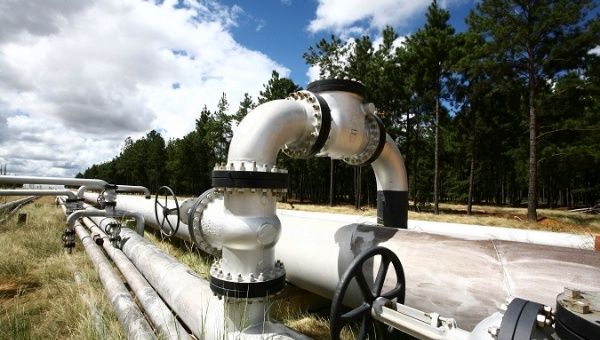 Oil pipeline located in the Orinoco Belt, Venezuela, 2012.