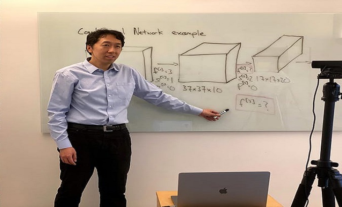 Landing IA CEO Andrew Ng at an online class, Palo Alto, California, April 22, 2020.