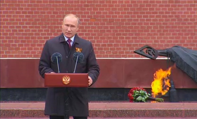 President Vladimir Putin at the Tomb of the Unknown Soldier, Moscow, Russia, May 9, 2020.