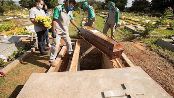 Burial in the Campo da Esperanca cemetery, Brasilia, Brazil, June 5, 2020.