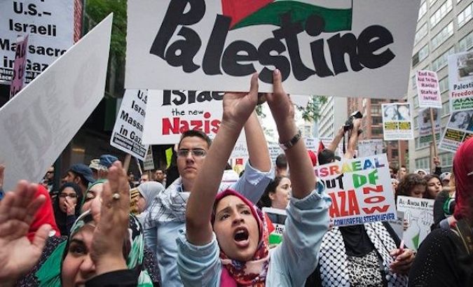 Demonstration in support of the State of Palestine, in New York, U.S., Mach 5, 2017