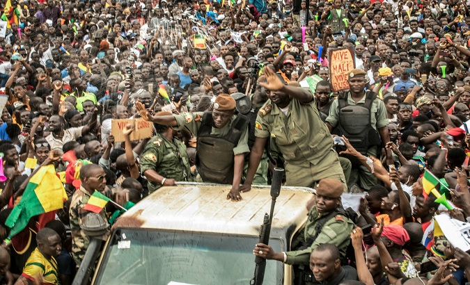 Coup leaders greet the people in Bamako, Mali, September 8, 2020