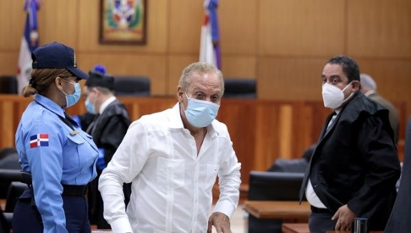 The businessman Ángel Rondón (c), former commercial representative of Odebrecht in the Dominican Republic, accused in the case of corruption of the Brazilian company, attends the hearing this Monday in Santo Domingo.