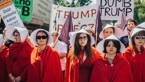 A 'Handmaid's Tale' protest against the confirmation process for Amy Coney Barrett, Washington, D.C., Oct. 12, 2020.