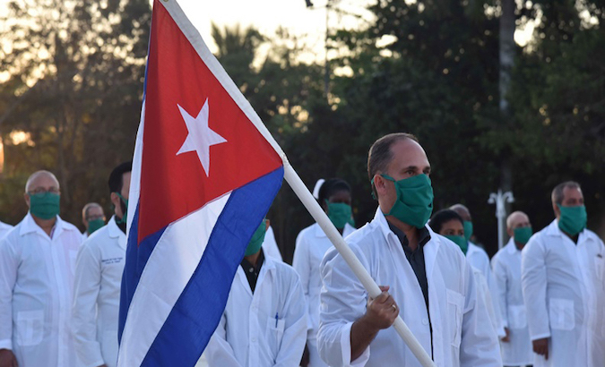 Cuban medical brigade waits to depart for Sri Lanka from Havana, Cuba, May 22, 2020.