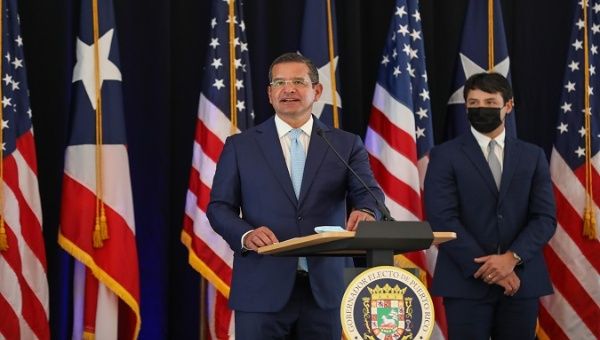 Governor-elect Pedro Pierluisi (C), San Juan, Puerto Rico, Dec. 29, 2020.