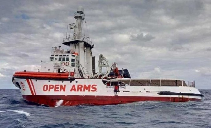Open Arms vessel at the Mediterranean sea, 2020.