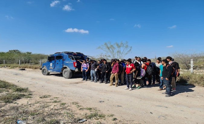 Migrants await transfer to a safe place, Tamaulipas, Mexico, Feb. 3, 2021.