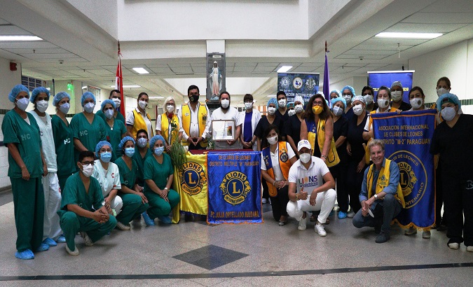 Paraguayan Lions Football Club players honor health workers, Asuncion, Paraguay, Feb. 11, 2021