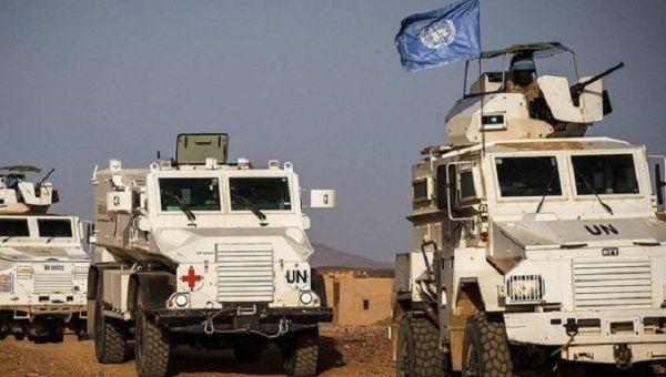 Images of a convoy of United Nations military forces, 2021.